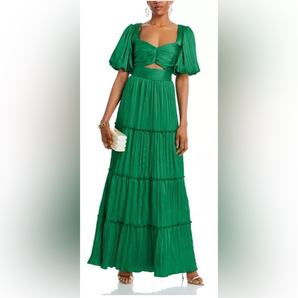 Aqua Formal vibrant green maxi dress